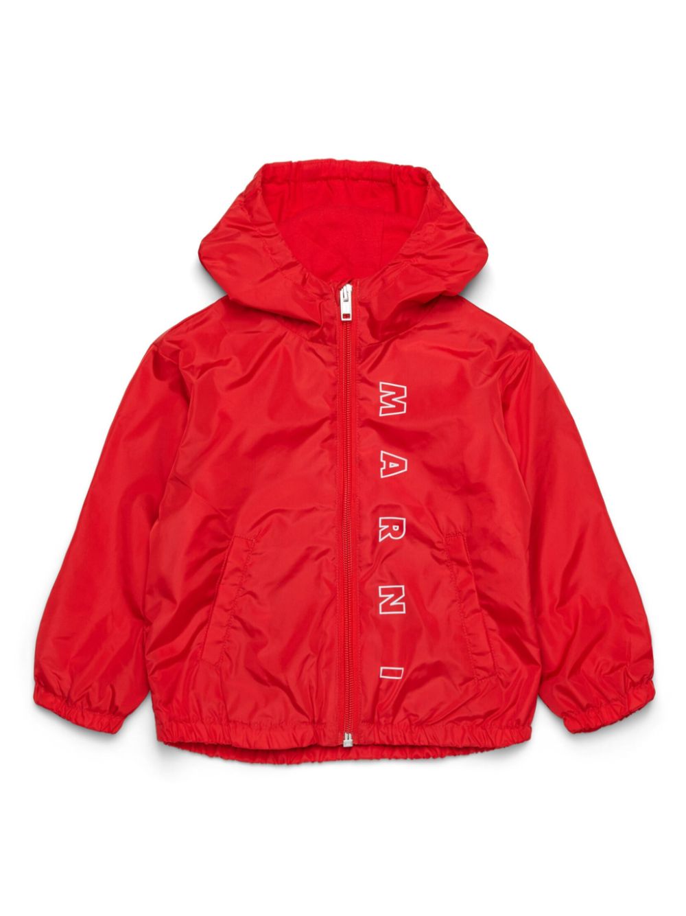 Marni Kids logo-prnt hooded jacket - Red