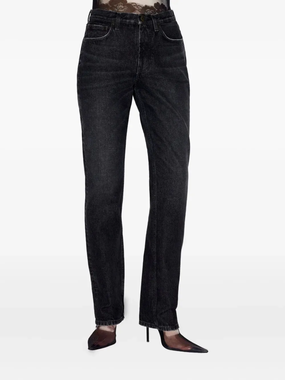 Jean Paul Gaultier Jeans dritti a vita alta - Nero