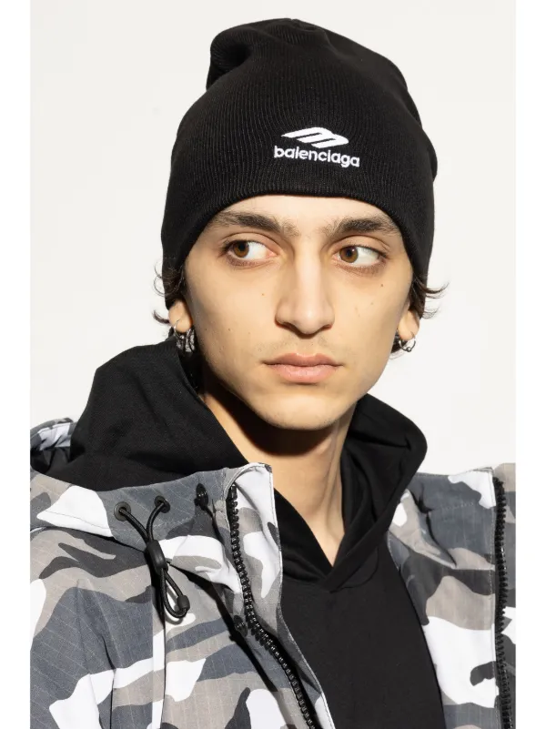 Balenciaga 3B Sports Icon Beanie Hat Black FARFETCH BE