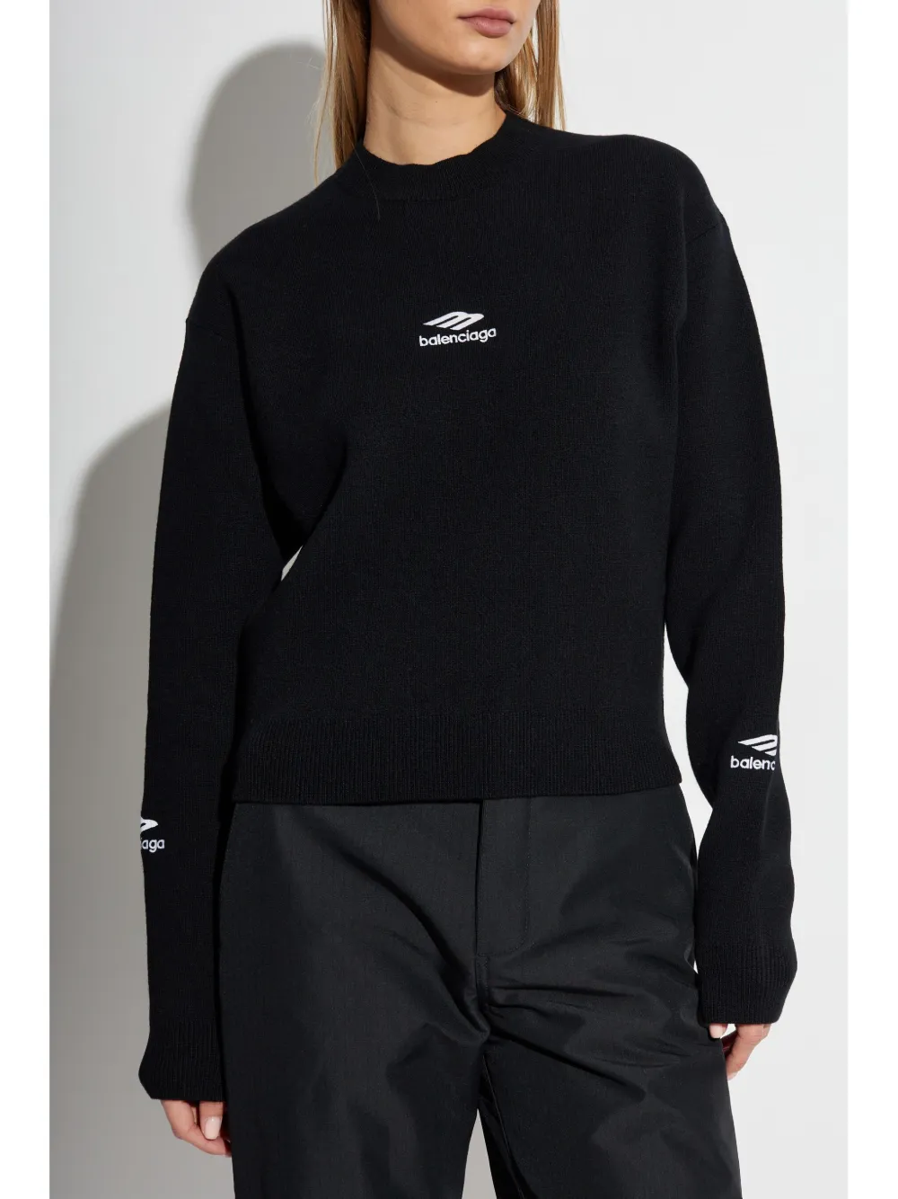 Balenciaga Trui met geborduurd logo Zwart