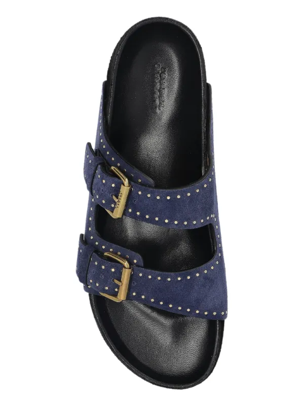 サンダル・ミュール ISABEL MARANT LENNYO SMOOTH LEATHER FLAT SANDALS ISABEL MARANT Lennyo Sandals | Blue | FARFETCH CA