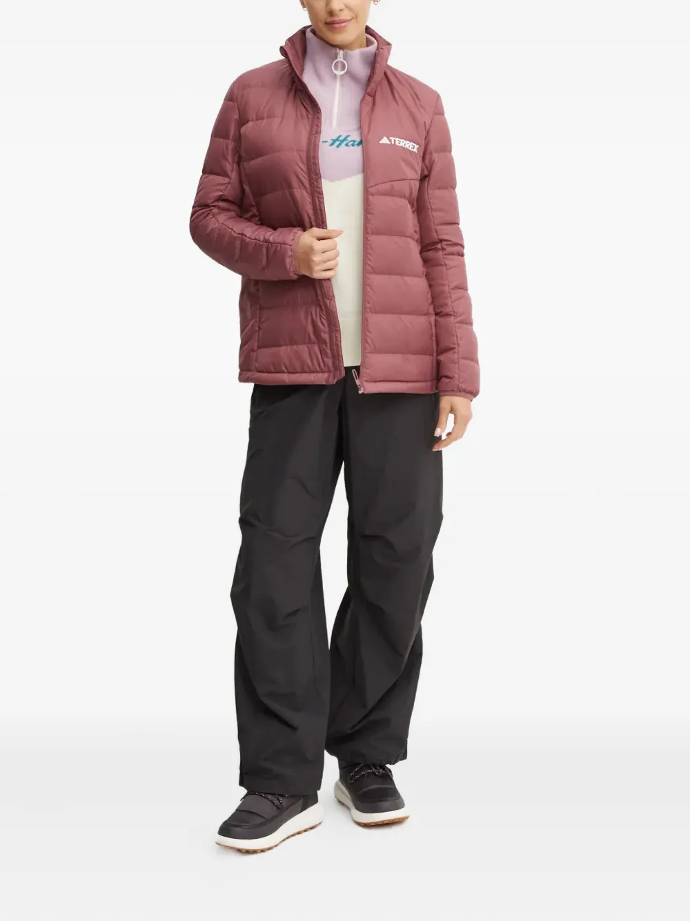 Adidas Originals Terrex High-neck Quilted Jacket In Brown