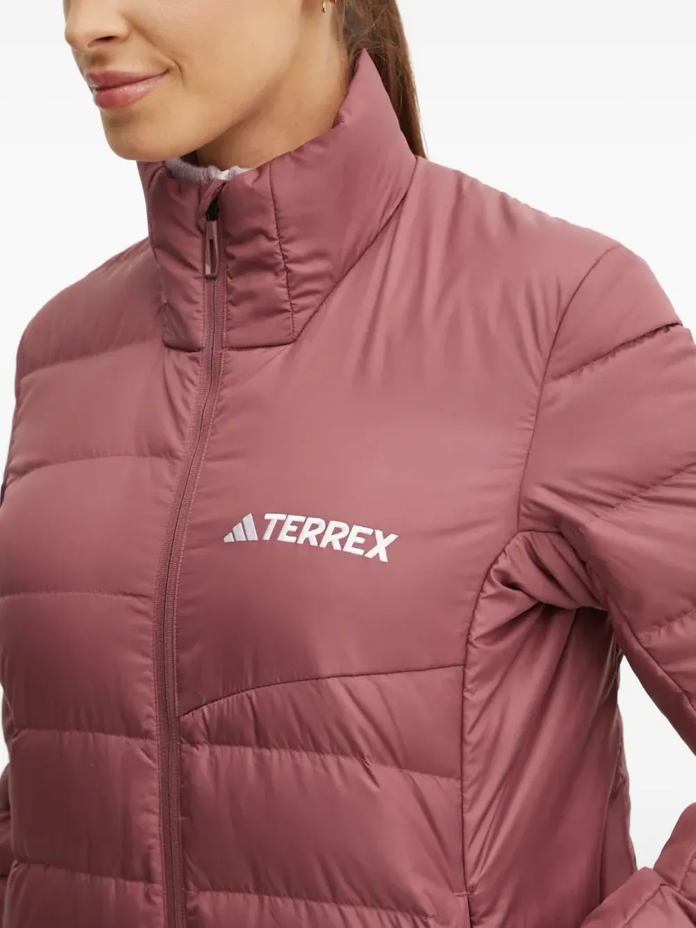 Adidas Originals Terrex High-neck Quilted Jacket In Brown