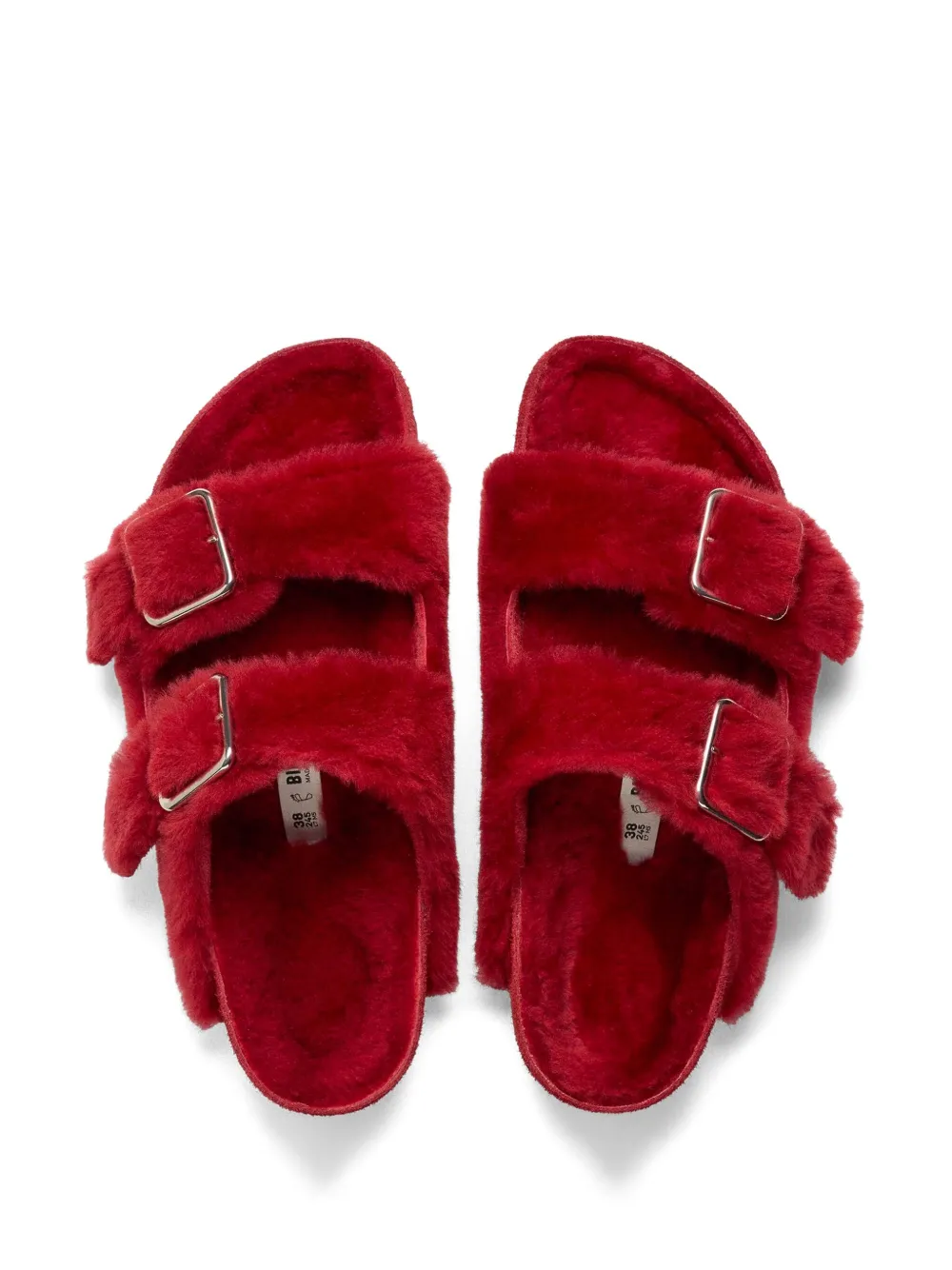 Birkenstock shearling sandals Red