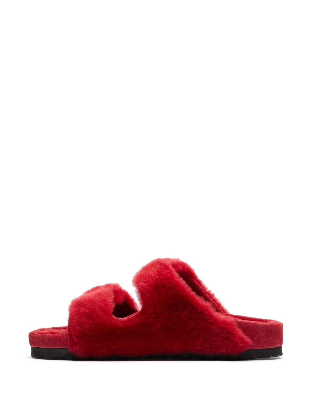 Birkenstock shearling sandals Red