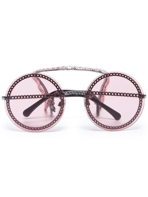 HOT SALE CHANEL 2000s chain sunglasses Women