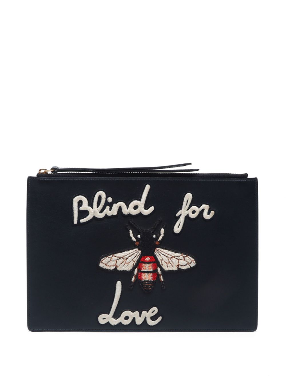 Pre-owned Gucci 2010-2020s Bee Blind For Love Clutch Bag In Black