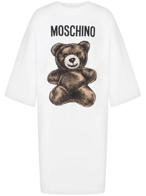 ワンピース Moschino SS25 \"TEDDY BEAR\" SHORT DRESS (04400442 1001) Moschino Teddy Bear Mini Dress | White | FARFETCH