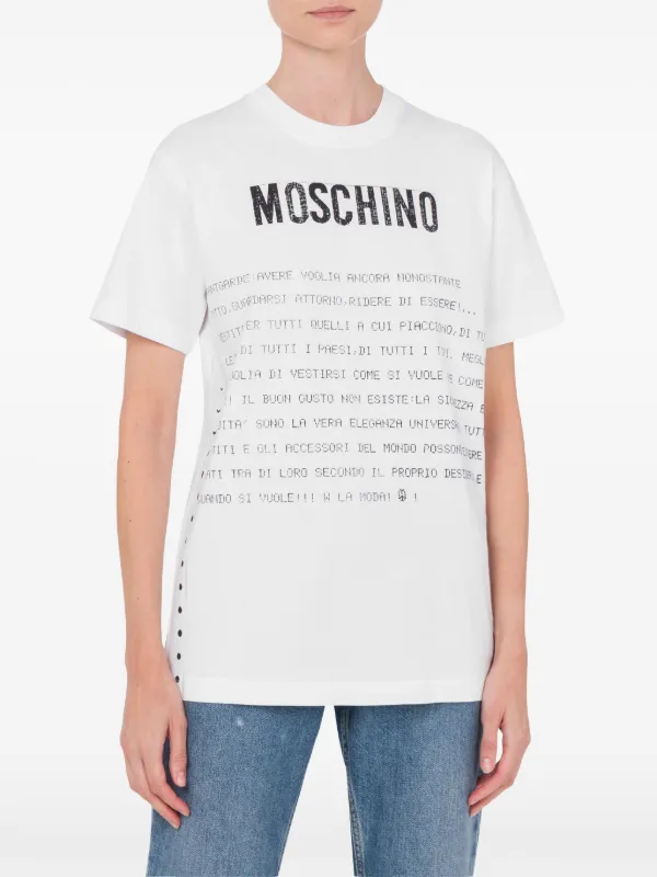 【MOSCHINO】 Tシャツ レディースホワイト Moschino White cotton logo T-shirt - White - Women