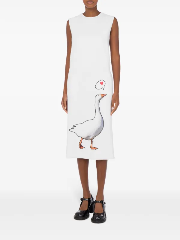 Moschino goose-motif Midi Dress | White | FARFETCH
