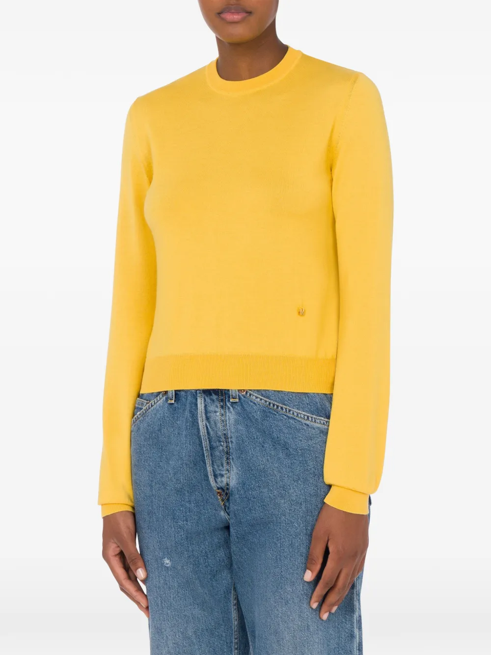 Moschino Sweater met logoplakkaat Geel