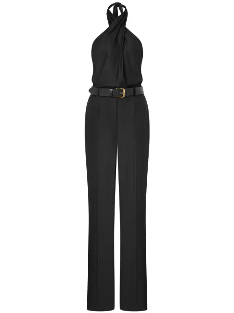 Moschino jumpsuit con cuello halter y cinturón