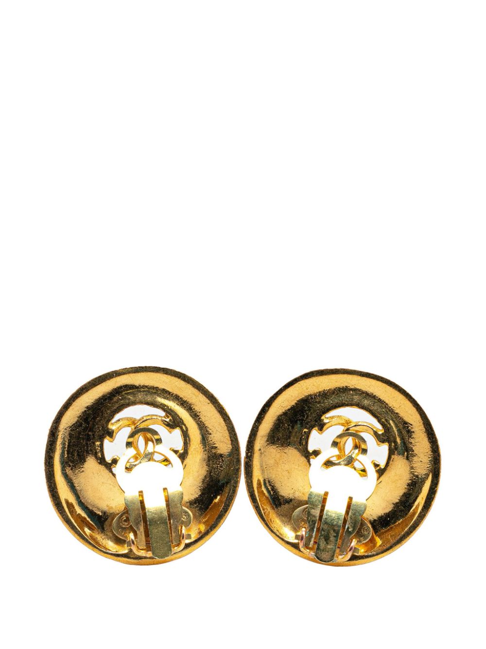 CHANEL Pre-Owned 1993 Gold Plated CC Round Clip On costume earrings - Goud