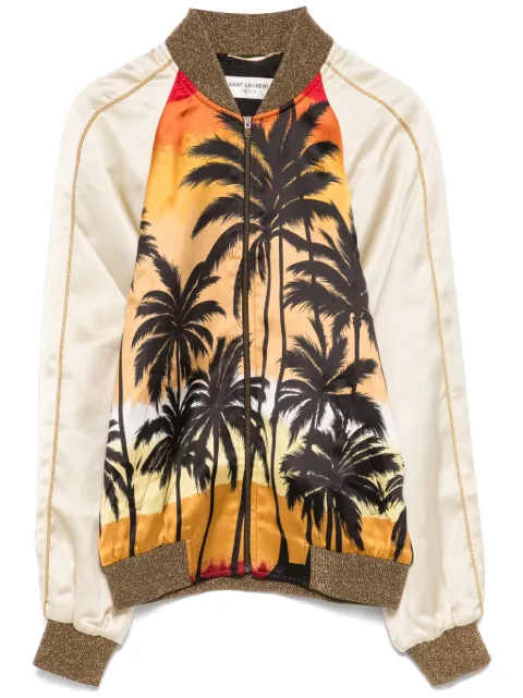 Saint Laurent Pre-Owned palm-tree print bomber jacket