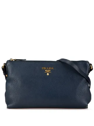 Prada Pre-Owned 2013-2023 Vitello Daino Crossbody Bag | Blue 