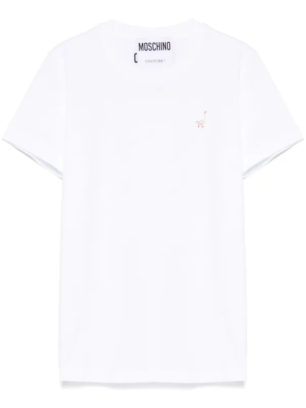 Moschino Organic Jersey T-shirt Goose Embroidery in White
