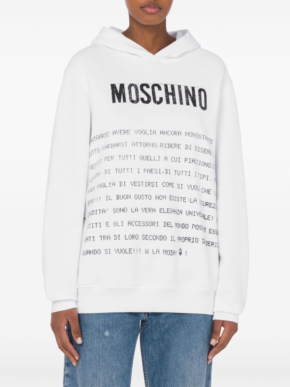 Moschino text-print hoodie - Wit