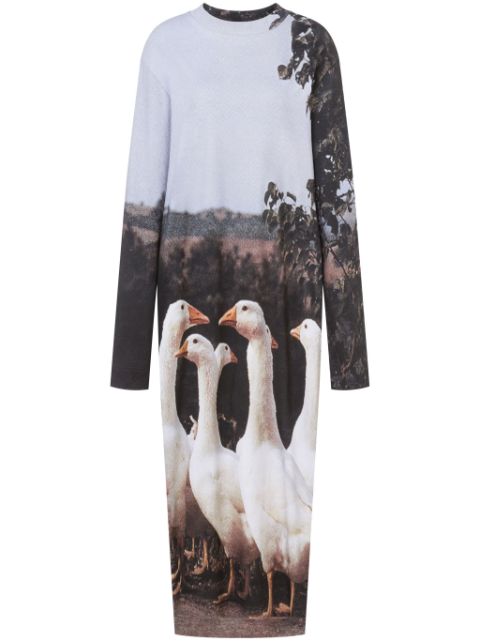 Moschino goose-motif midi dress