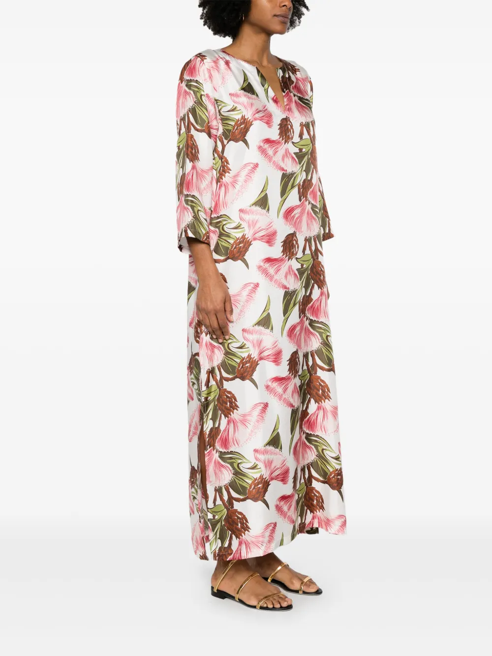 P.A.R.O.S.H. Maxi-jurk met bloemenprint Wit