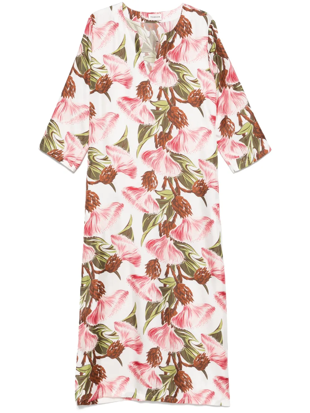 P.A.R.O.S.H. Maxi-jurk met bloemenprint Wit