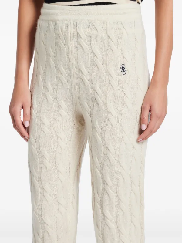 スポーティアンドリッチ レディース パンツ SH1065WH WHITE Sporty & Rich cable-knit Trousers | White | FARFETCH