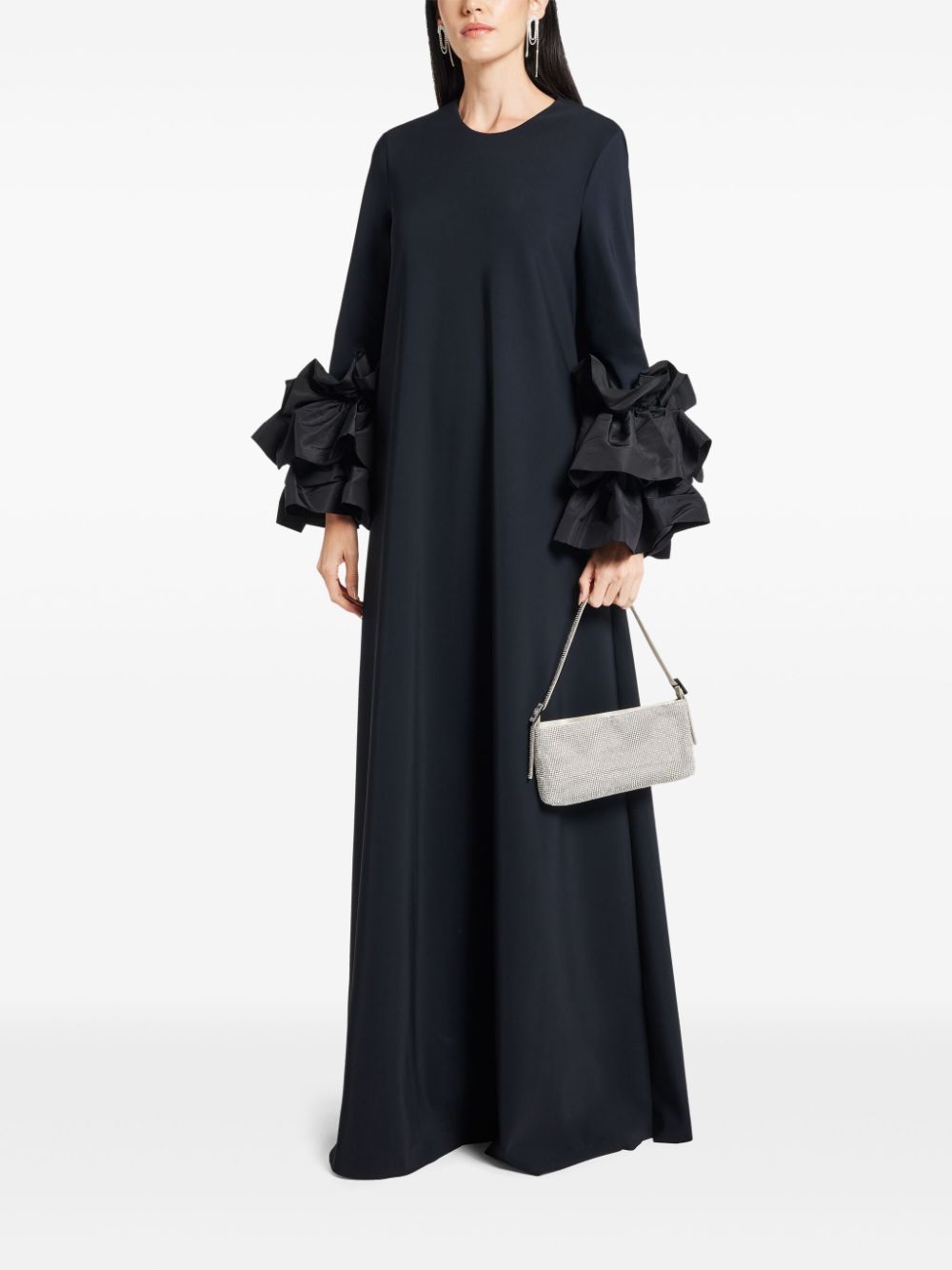 Greta Constantine ruffle-sleeves maxi dress - Zwart