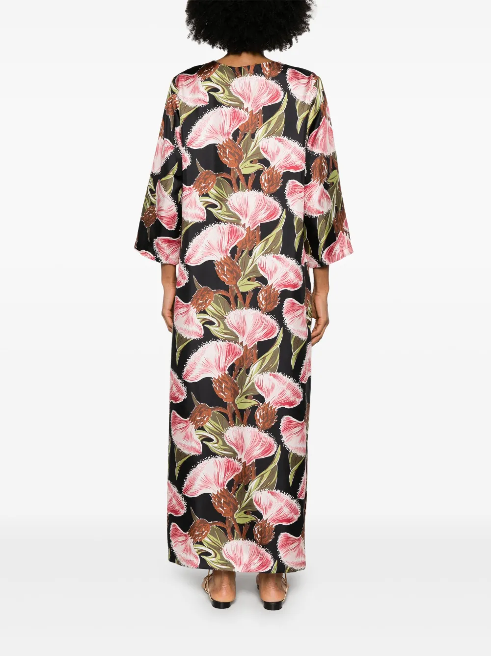 P.A.R.O.S.H. Maxi-jurk met bloemenprint Zwart