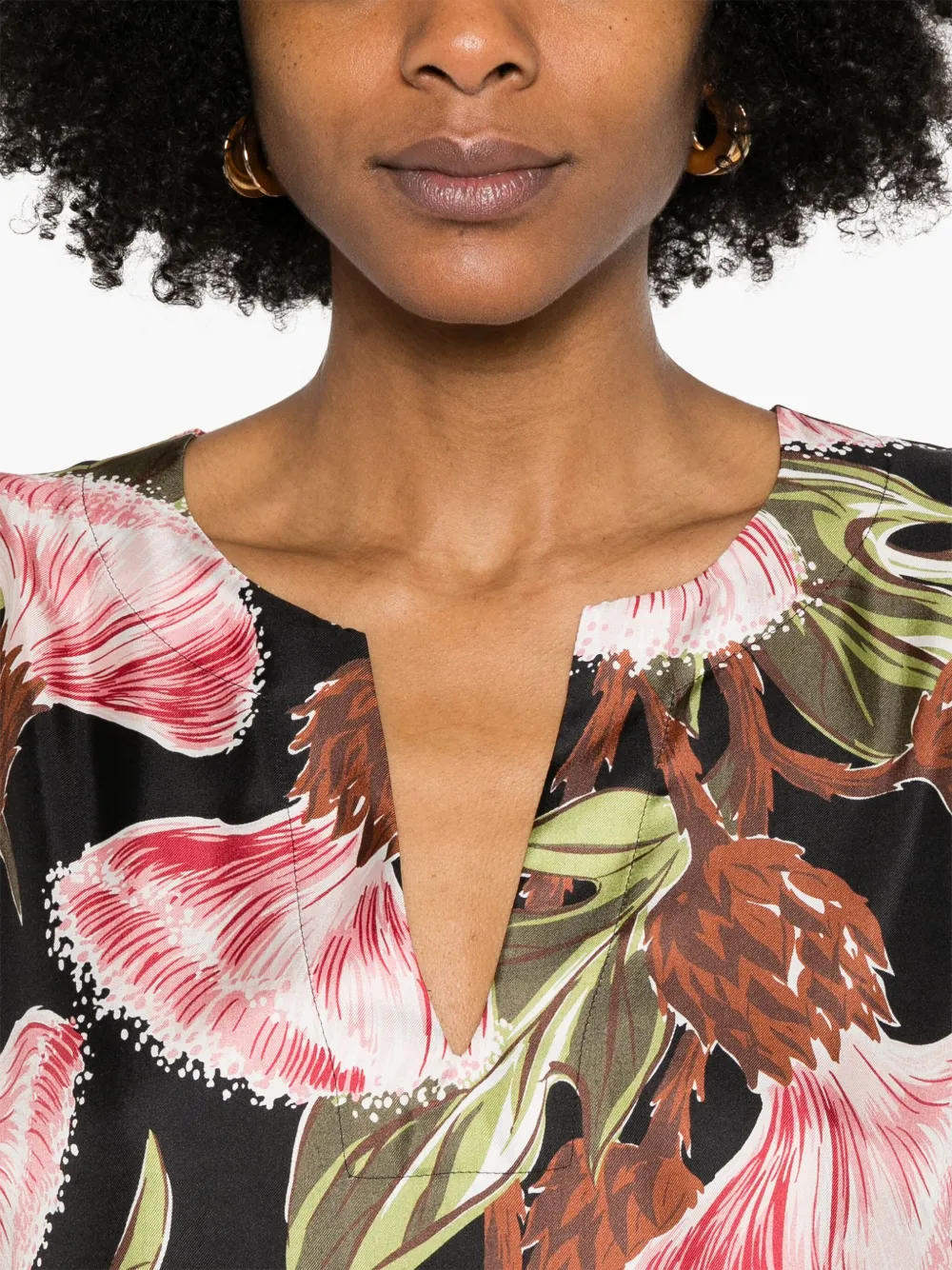 P.A.R.O.S.H. Maxi-jurk met bloemenprint Zwart