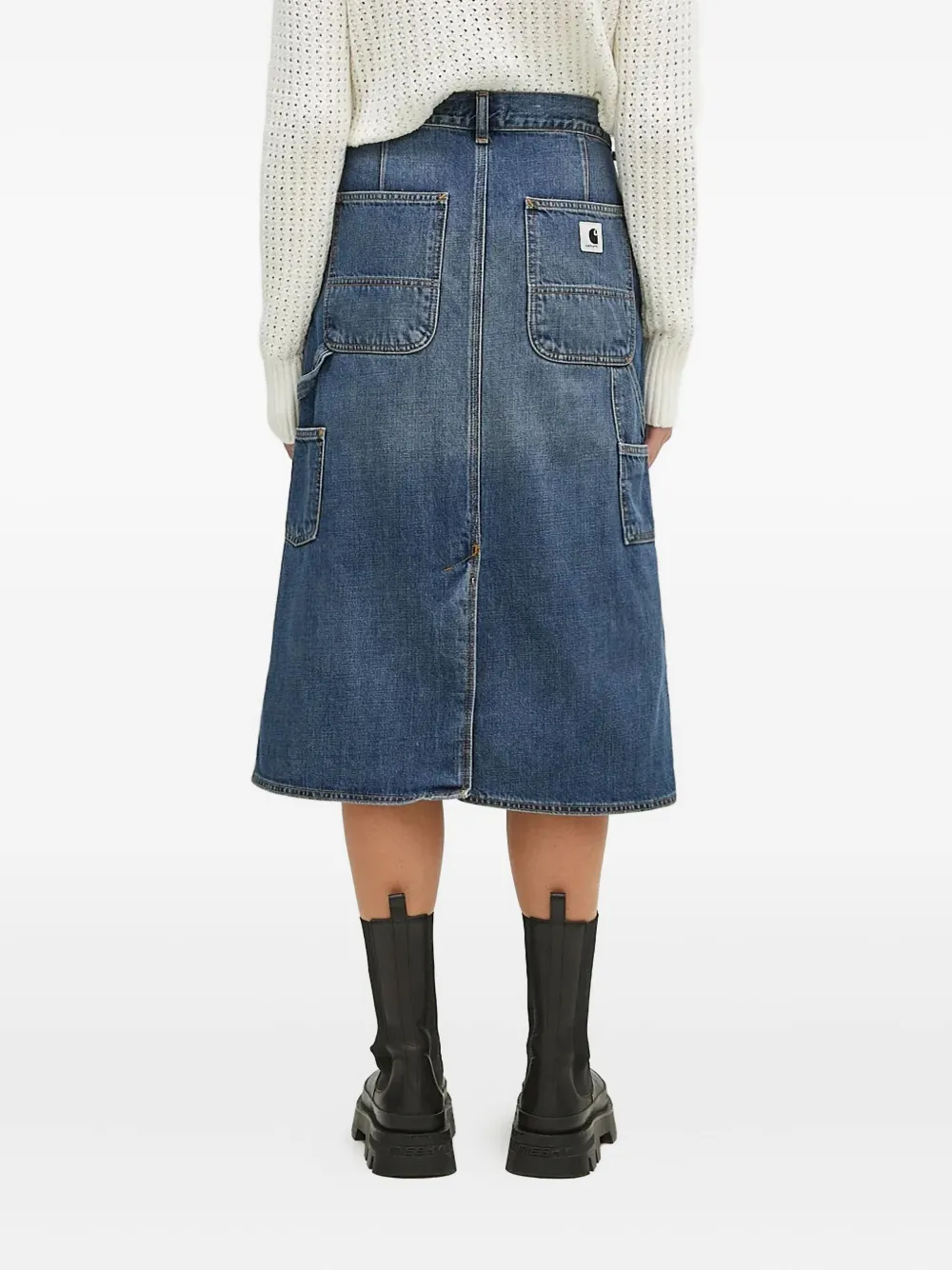 Carhartt Knee Length Skirt Pockets Belt Loops In Blue