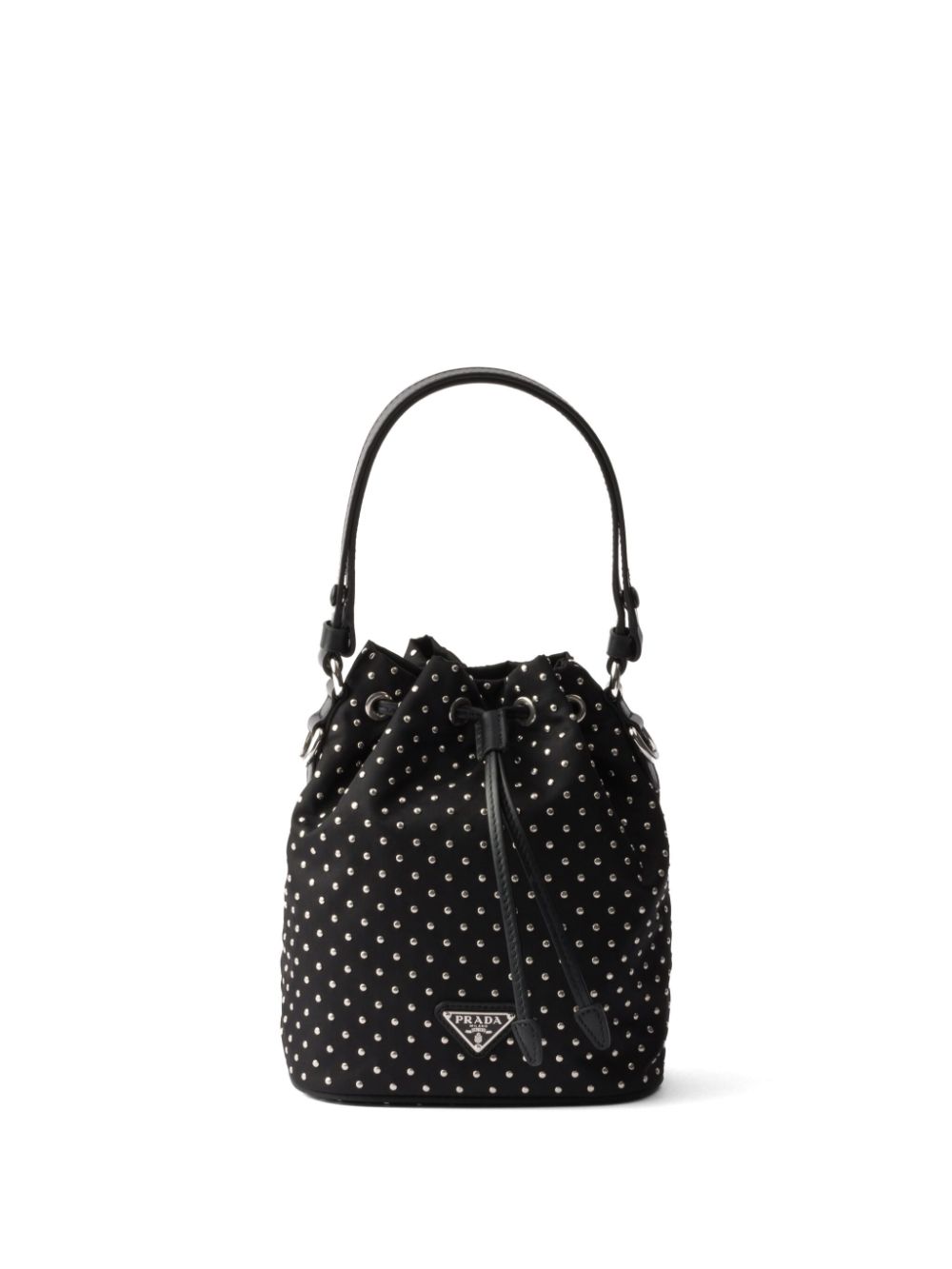 Re-Nylon stud-embellished bucket bag