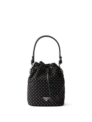 Prada Re-Nylon stud-embellished Bucket Bag | Black | FARFETCH ID