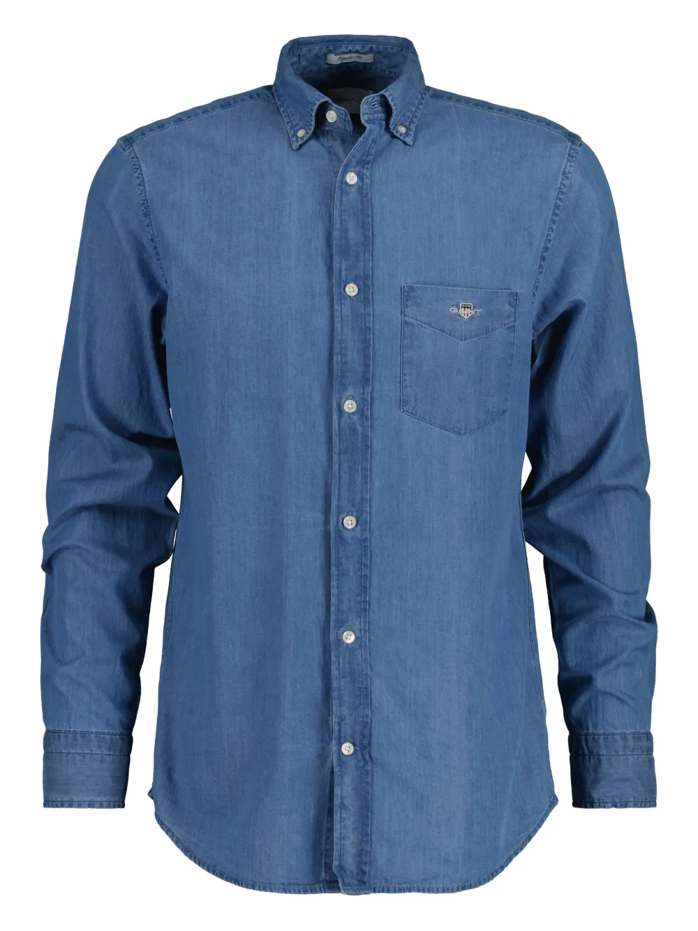 Gant logo-embroidered denim shirt - Blauw