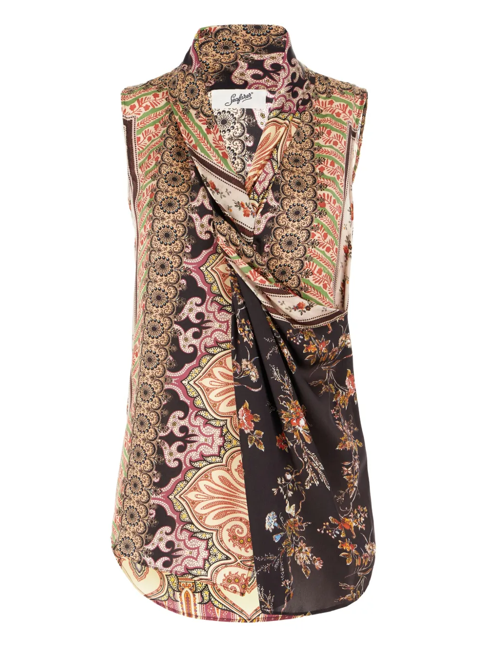 paisley-print draped top
