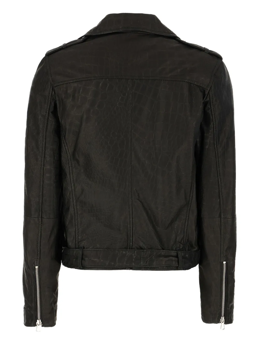 D'amico Leather Belted Biker Jacket In Black
