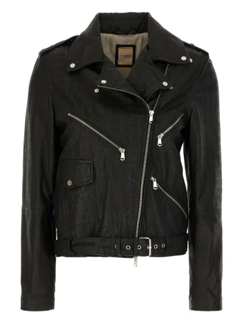 D'amico leather belted biker jacket