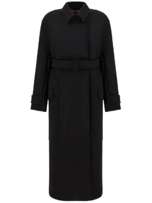 Ferragamo zip-detail Belted Trench Coat | Black | FARFETCH