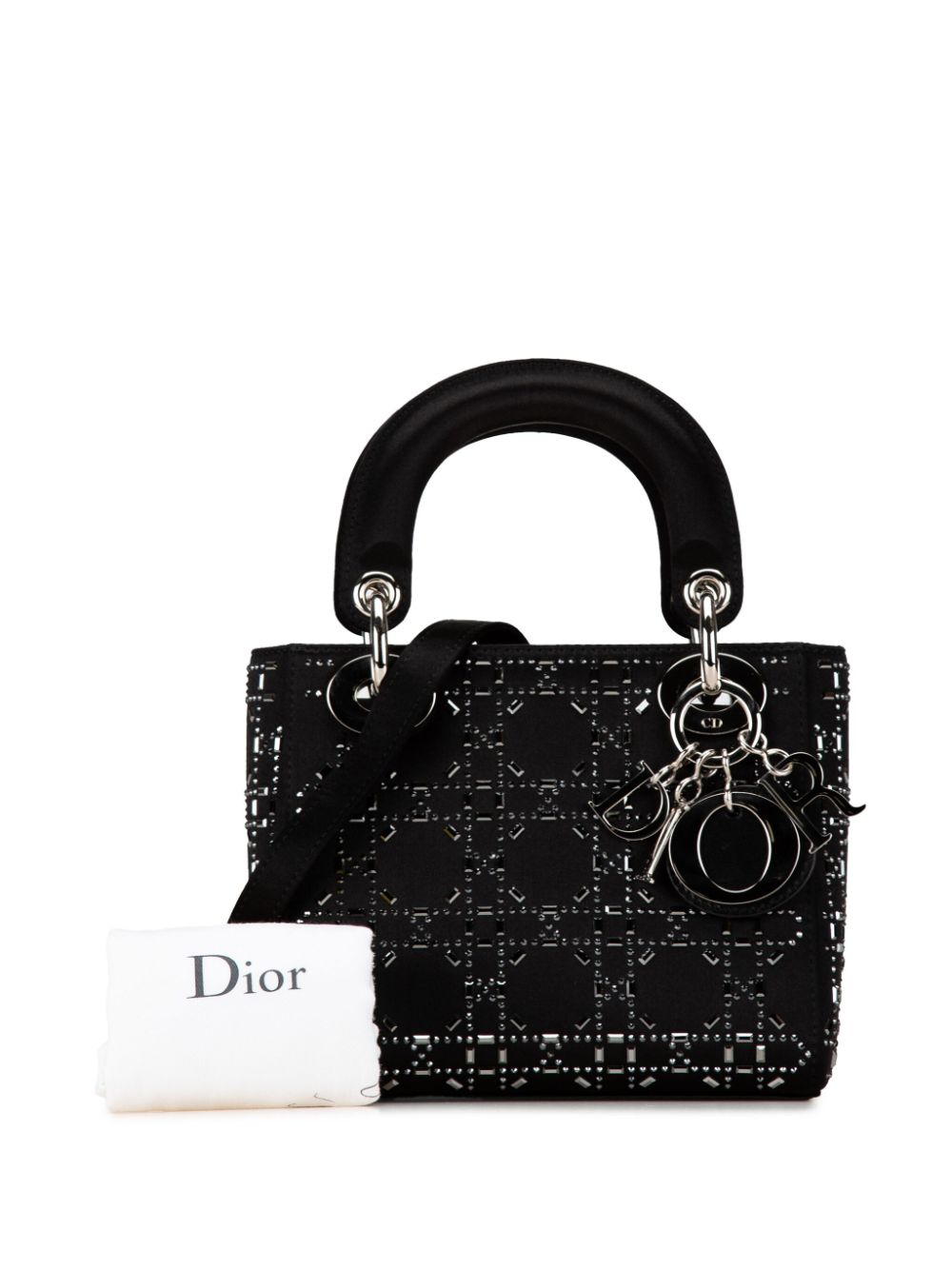 Christian Dior 2020 Mini Satin Cannage Strass Crystal Embellished Lady Dior satchel Women