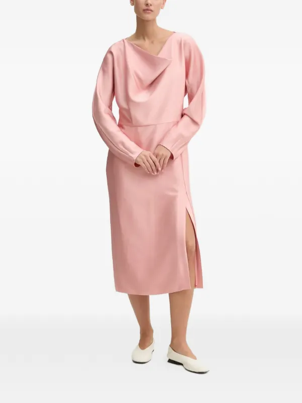 pink satin cowl neck midi dress Peregrine - Cowl-Neck Satin Midi Dress