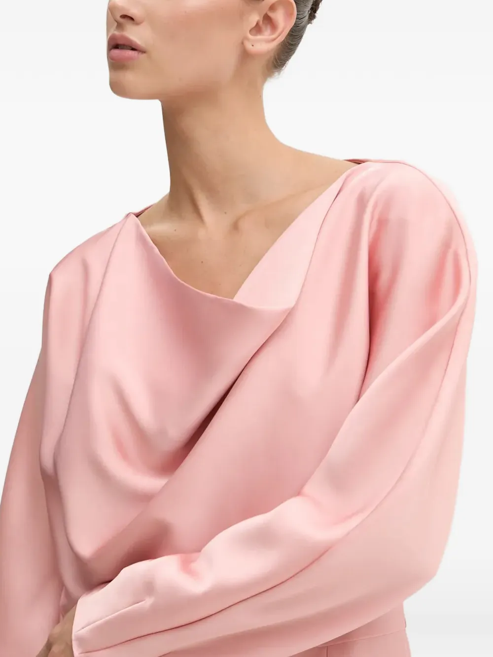 Cowl-Neck Slit Midi Dress