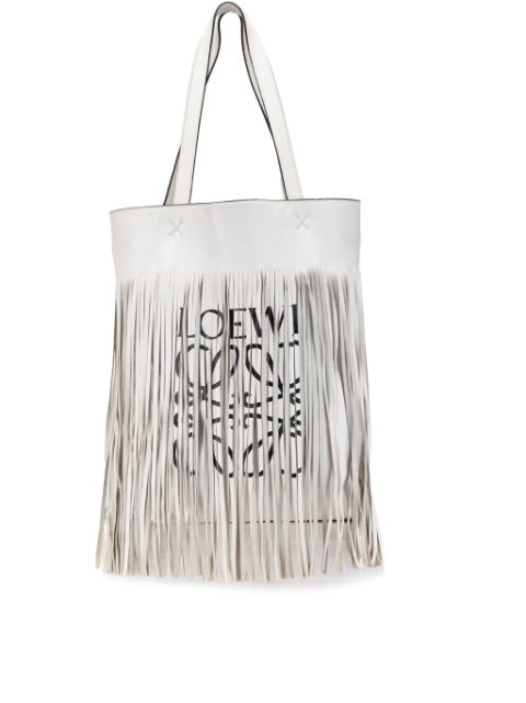 Loewe 2010-2023 Leather Vertical Logo Fringe tote bag Women