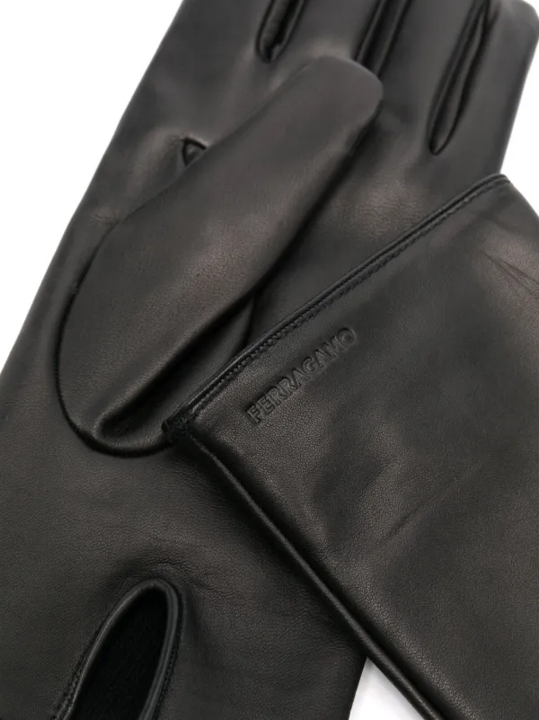 Salvatore Ferragamo ブラックレザーグローブ Ferragamo レザーグローブ | ブラック | FARFETCH JP
