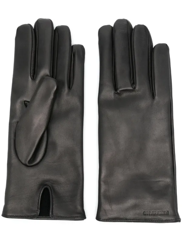 Salvatore Ferragamo ブラックレザーグローブ Ferragamo レザーグローブ | ブラック | FARFETCH JP