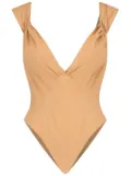 Saint Laurent cross-back silk bodysuit - Neutrals