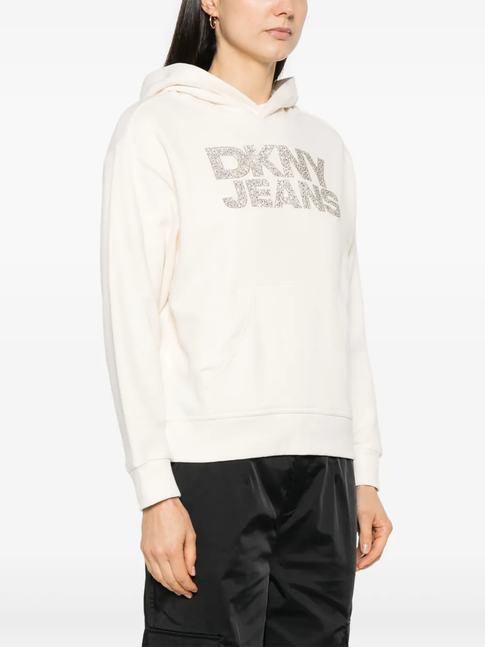 DKNY Hoodie met logo van stras Beige