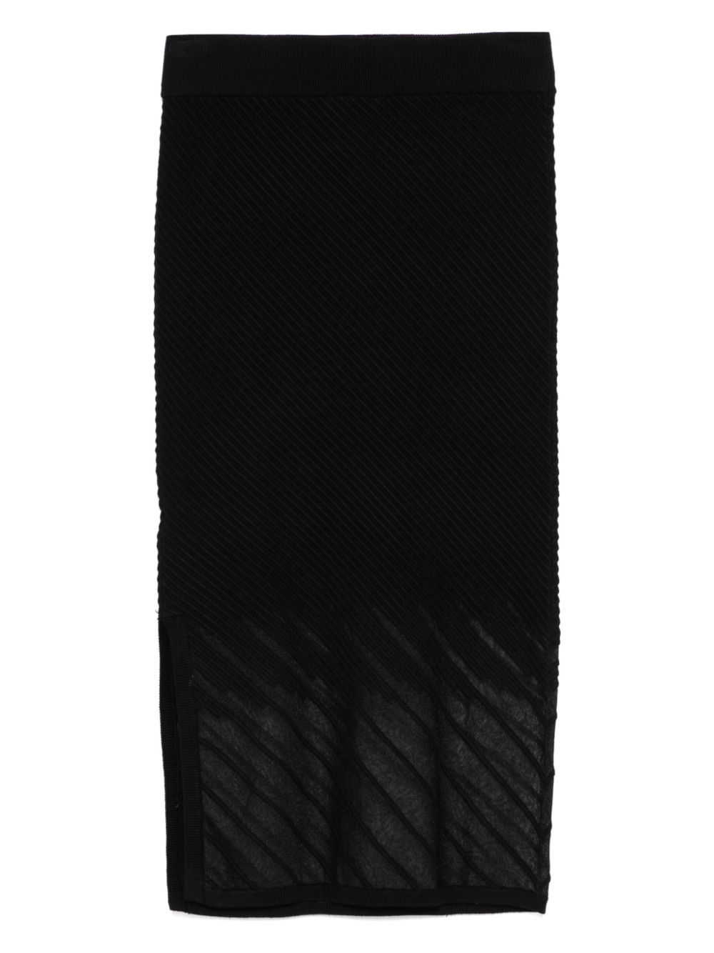 DKNY Geribbelde naadloze midi-rok - Zwart