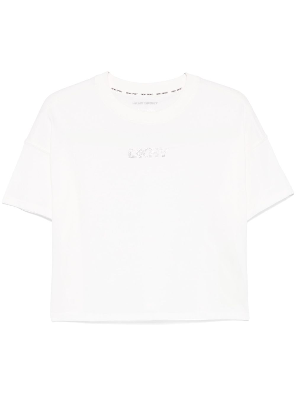 DKNY T-shirt met logo van stras Wit