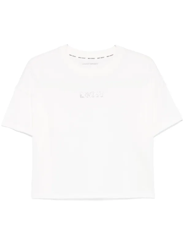 売れ筋商品|||ダナキャランニューヨーク カットソー トップス レディース Women's Rhinestone 3 Image Photoreal Logo T-Shirt WHB - WHT/BLK ダナキャランニューヨーク レディース カットソー トップス
