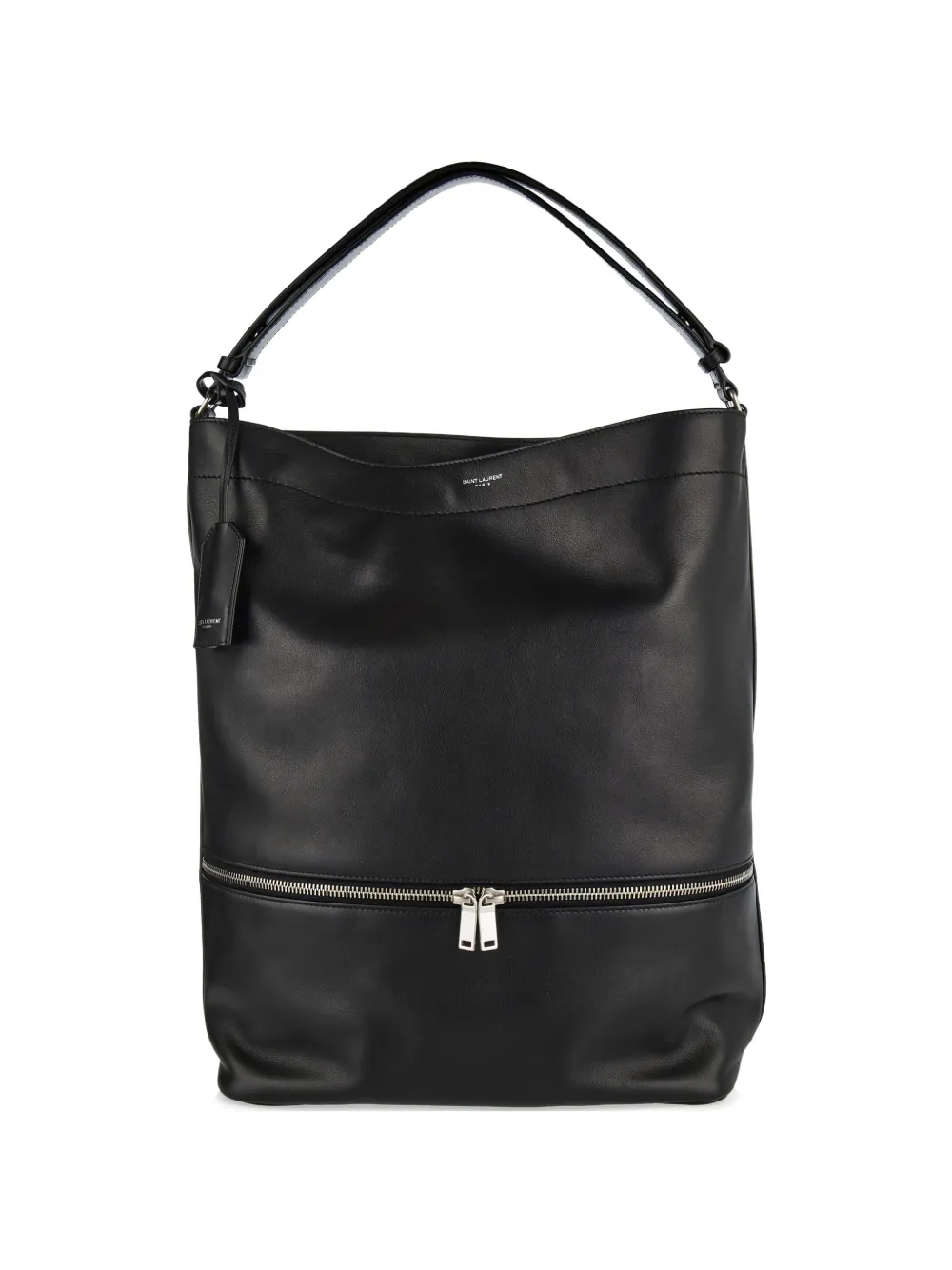 Saint Laurent Leather Zip-detail Tote Bag In Black