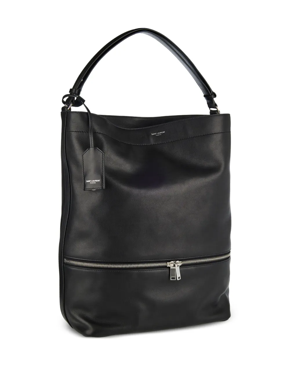 Saint Laurent Leather Zip-detail Tote Bag In Black