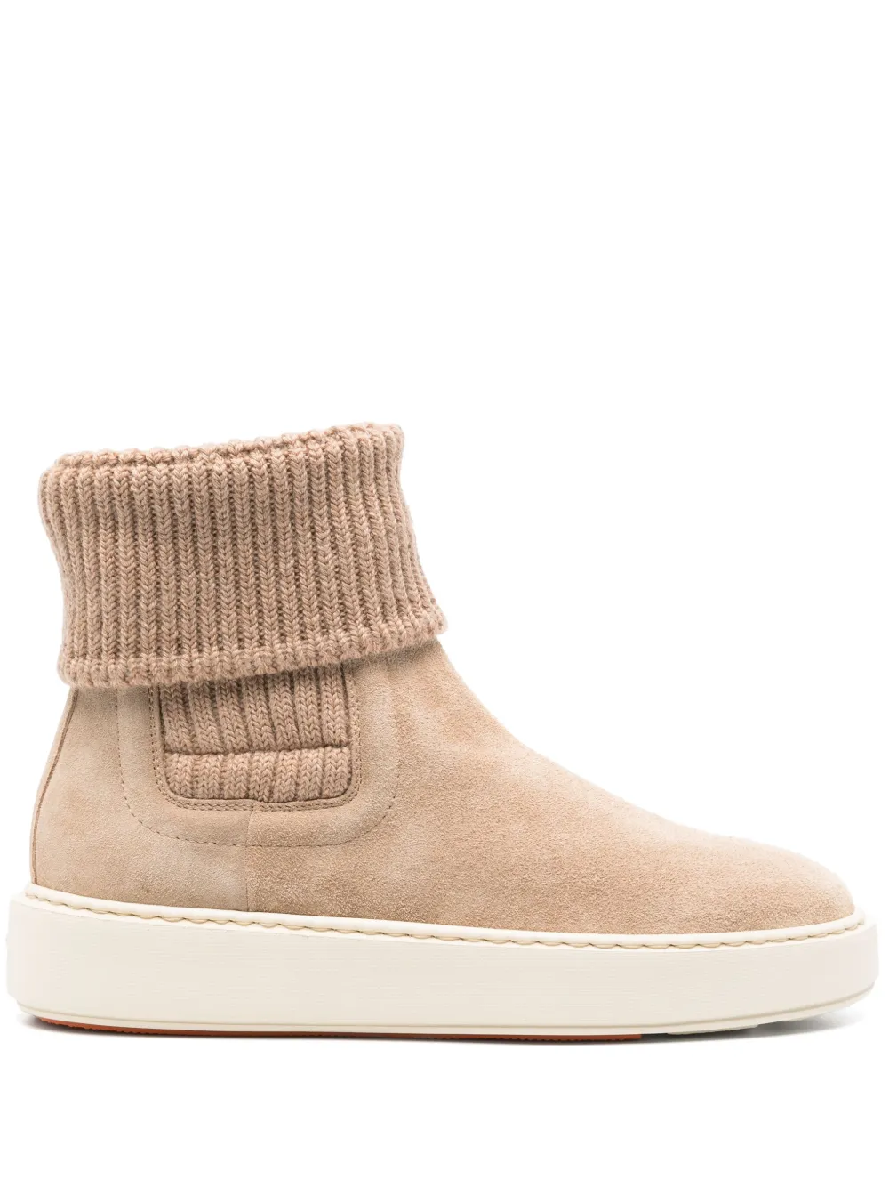Santoni Enkellaarzen met geribbelde afwerking Beige
